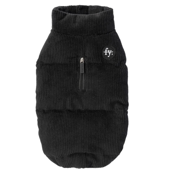 black corduroy puffy coat dog jacket - Picture 2 of 11